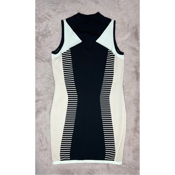 River Island White Black Geometric Stretch Bodycon Sweater Dress Size 12 Large - Picture 6 of 6